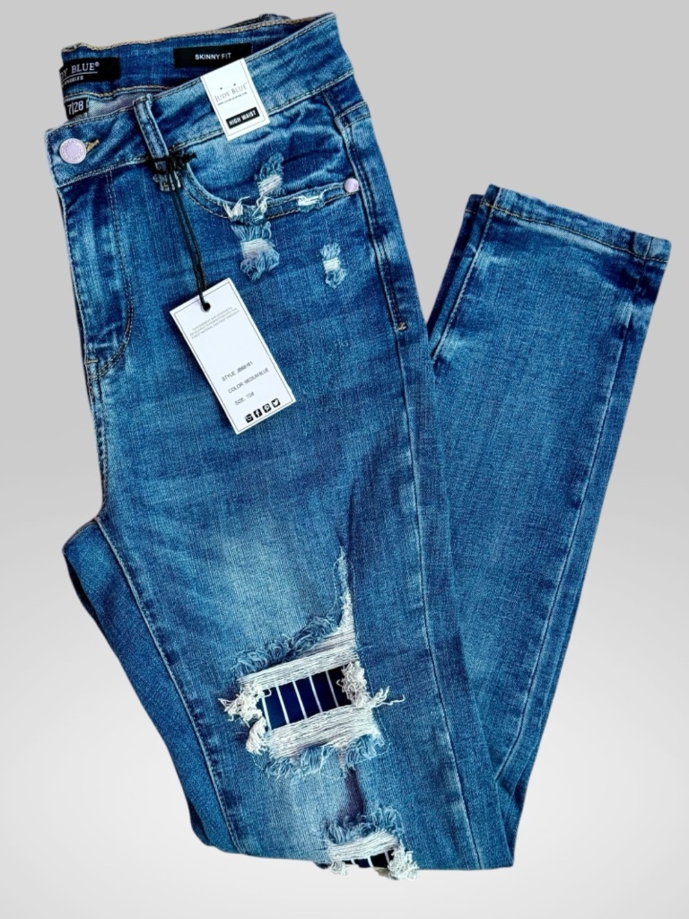 Judy Blue Pin Stripe Distressed Skinny Jeans 7/28